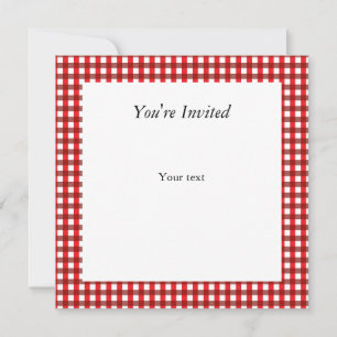 Invitación Patrón de Gingham rojo y blanco