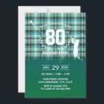 Invitación Patrón de Gingham Verde del Partido de los Años de<br><div class="desc">Invitaciones a la Fiesta de Cumpleaños 80 del Swinging de Golf.</div>