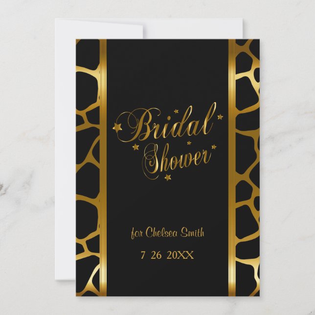 Invitación Patrón De Giraffe De Ducha Británica Con Letras De (Anverso)