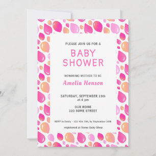 Invitación Patrón de globo rosa Baby Girl Baby Shower