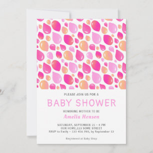 Invitación Patrón de globo rosa Baby Girl Baby Shower