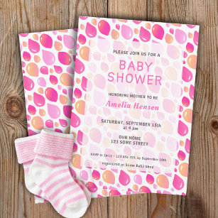 Invitación Patrón de globo rosa Niña bebé Baby Shower