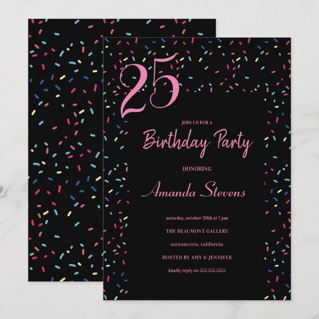 Invitación Patrón de golosinas coloridas (Anverso / Reverso)