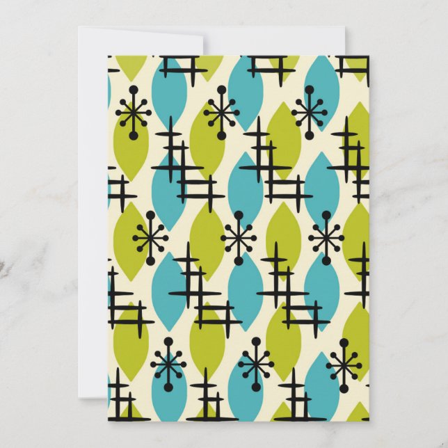 Invitación Patrón de gotas atómicas modernas de mediados de s (Anverso)