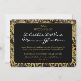 Invitación Patrón De Gótico Negro Y Oro