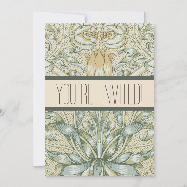 Invitación Patrón de granada antiguo Lily de William Morris (Anverso)