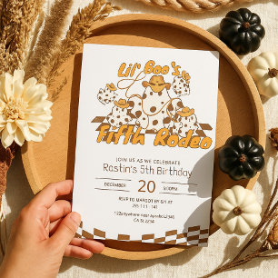 Invitación Patrón de Halloween de Cowboy retro revisado Cumpl