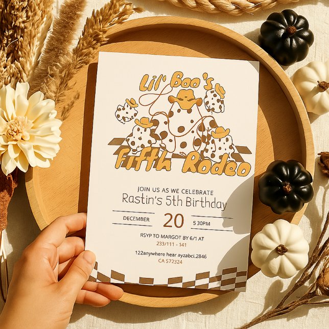 Invitación Patrón de Halloween de Cowboy retro revisado Cumpl (Subido por el creador)