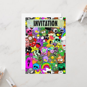 Invitación Patrón de Halloween de personajes adorables
