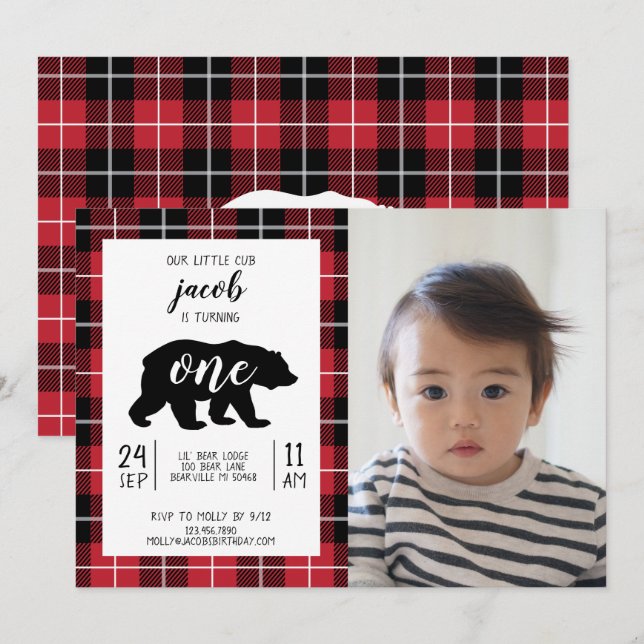 Invitación Patrón de hinojo de felpa de felpa foto de bebé pr (Anverso / Reverso)