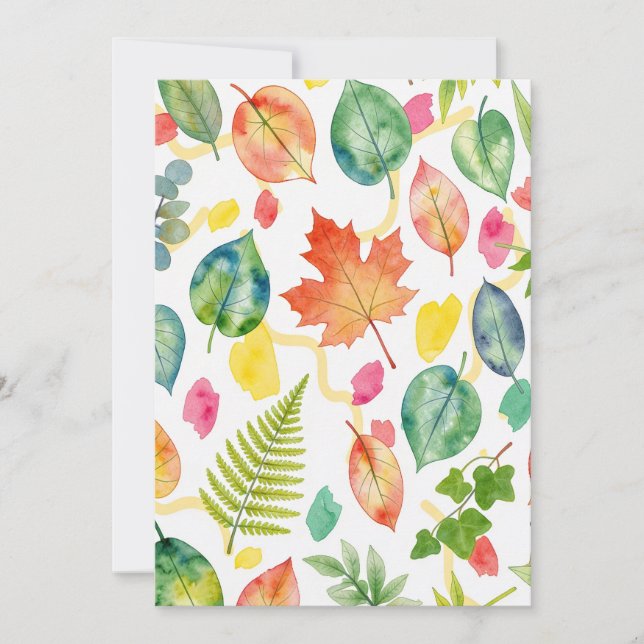 Invitación Patrón de hoja de otoño colorido (Anverso)