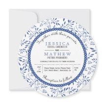 Patrón de hojas azul índigo boda floral moderno