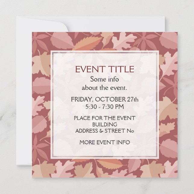 Invitación Patrón de hojas de Marsala (Reverso)