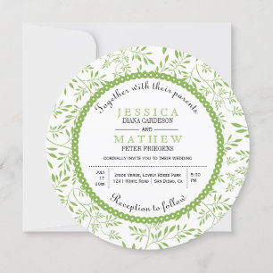 Invitación Patrón de hojas verde limón boda floral moderno