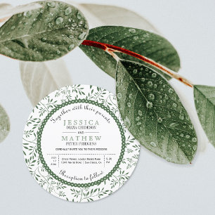 Invitación Patrón de hojas verdes de hoja boda floral moderno