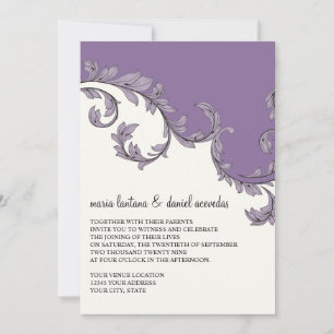 Invitación Patrón De Hojas Vintage De Desplazamiento Moderno