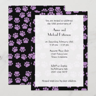 Invitación Patrón De Huellas, Huellas De Lila, Huellas De Per