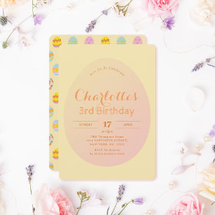 Invitación Patrón de huevo simple Niños amarillos blandos Cum