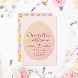 Invitación Patrón de huevo simple Niños rosa suave Cumpleaños