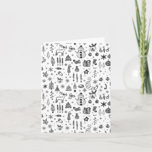 Invitación Patrón de iconos de Navidad en negro y blanco – Li