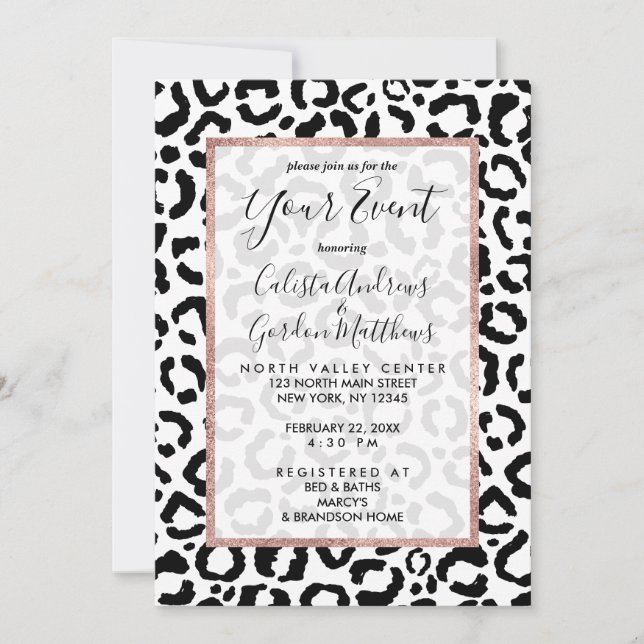 Invitación Patrón de impresión de animales del Leopardo Blanc (Anverso)