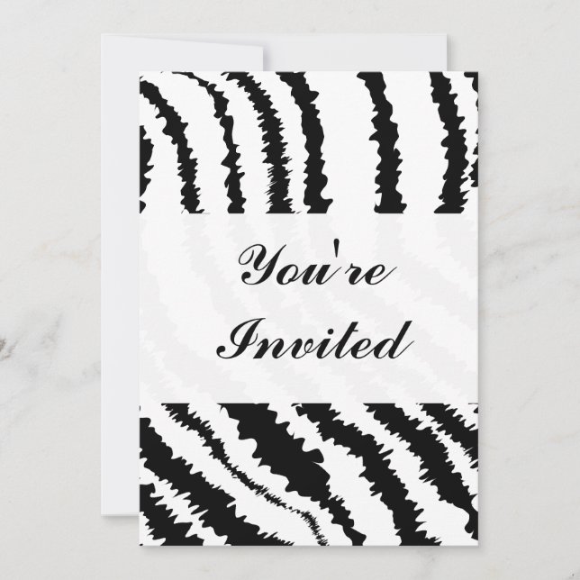 Invitación Patrón de impresión de cebra negra. (Anverso)