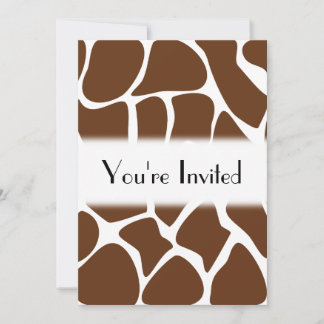 Invitación Patrón de impresión de jirafas en color marrón osc