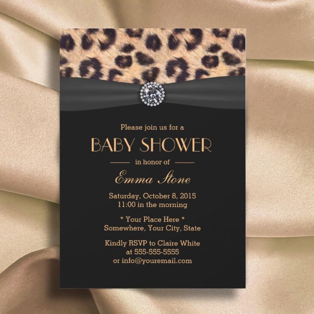 Invitación Patrón de impresión de leopardo elegante de Baby S (Subido por el creador)