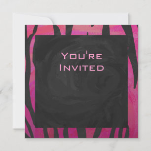 Invitación Patrón de impresión de tigre de rosa caliente y ne
