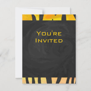 Invitación Patrón de impresión de tigre negro y naranja con m