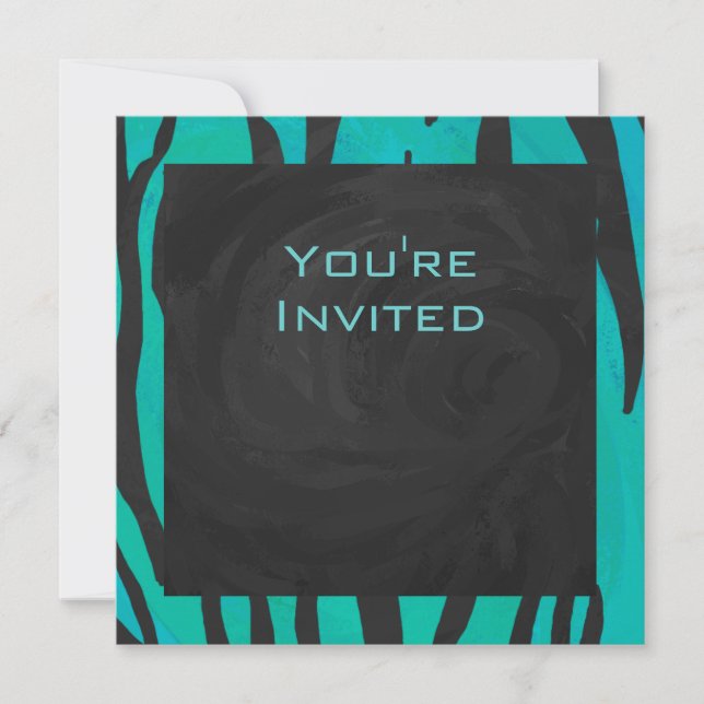 Invitación Patrón de impresión Verde azulado y negro del tigr (Anverso)