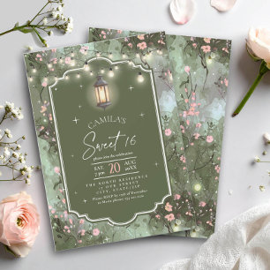 Invitación Patrón de jardín encantado dulce 16 ID1163 rosa