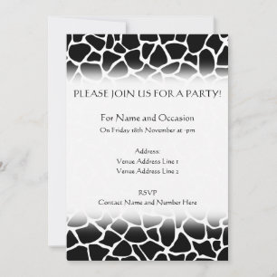 Invitación Patrón de jirafa de impresión en blanco y negro