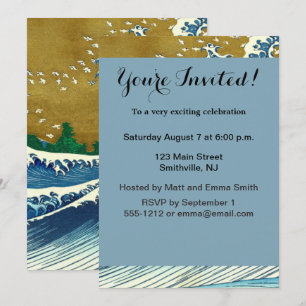 Invitación Patrón de la Gran Ola de Hokusai: Arte Ukiyo-e Jap