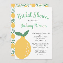 Invitación Patrón De Limón Amarillo Con Nombre Ducha De Novia