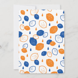 Invitación Patrón de limón azul y naranja, temática afrutada 