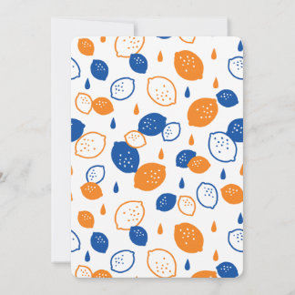 Invitación Patrón de limón azul y naranja, temática afrutada