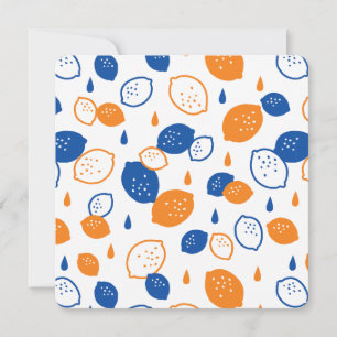 Invitación Patrón de limón azul y naranja, temática afrutada 