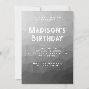 Invitación Patrón de malla geométrica de gradiente gris