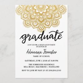 Invitación Patrón de Mandala de Relieve metalizado dorado fal