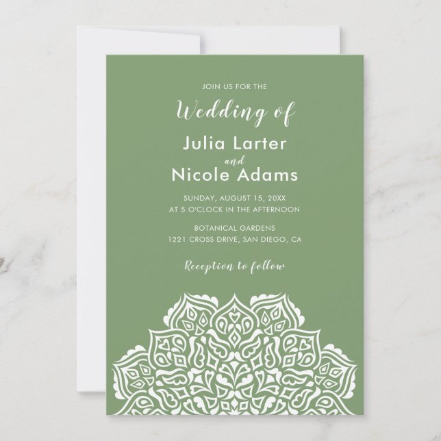 Invitación Patrón de mandala geométrico clásico para boda (Anverso)