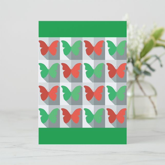 Invitación Patrón de mariposa roja y verde (Subido por el creador)