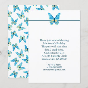 Invitación Patrón de mariposas con colores personalizados par