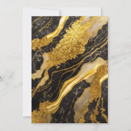 Invitación Patrón de mármol negro con oro