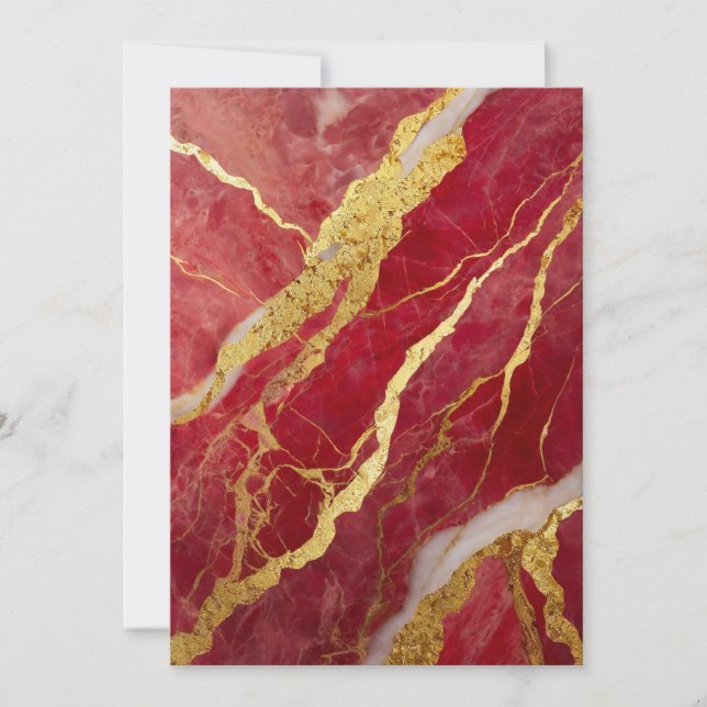Invitación Patrón de mármol rojo con oro (Anverso)
