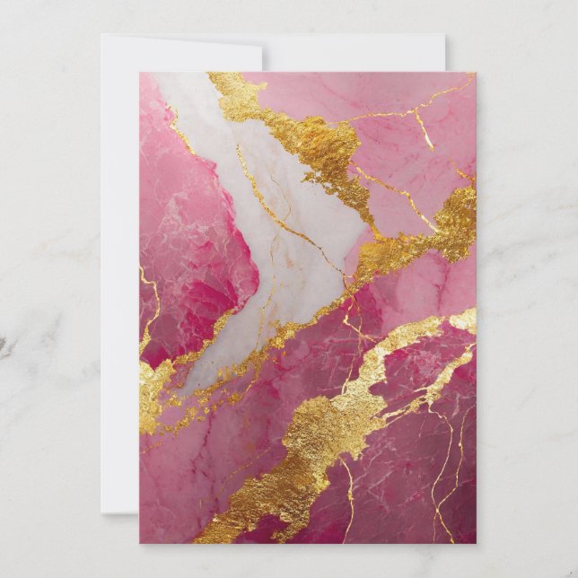 Invitación Patrón de mármol rosa con oro (Anverso)