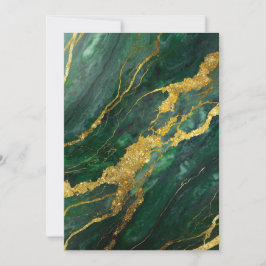 Invitación Patrón de mármol verde con oro