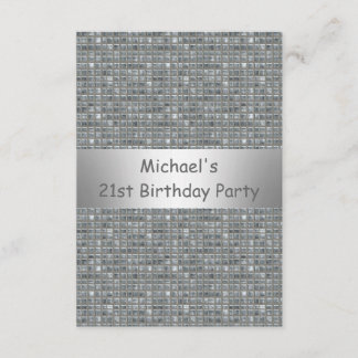 Invitación Patrón de mosaico de mármol gris plateado