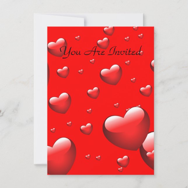 Invitación Patrón de muchos corazones flotantes. (Anverso)