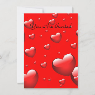 Invitación Patrón de muchos corazones flotantes.